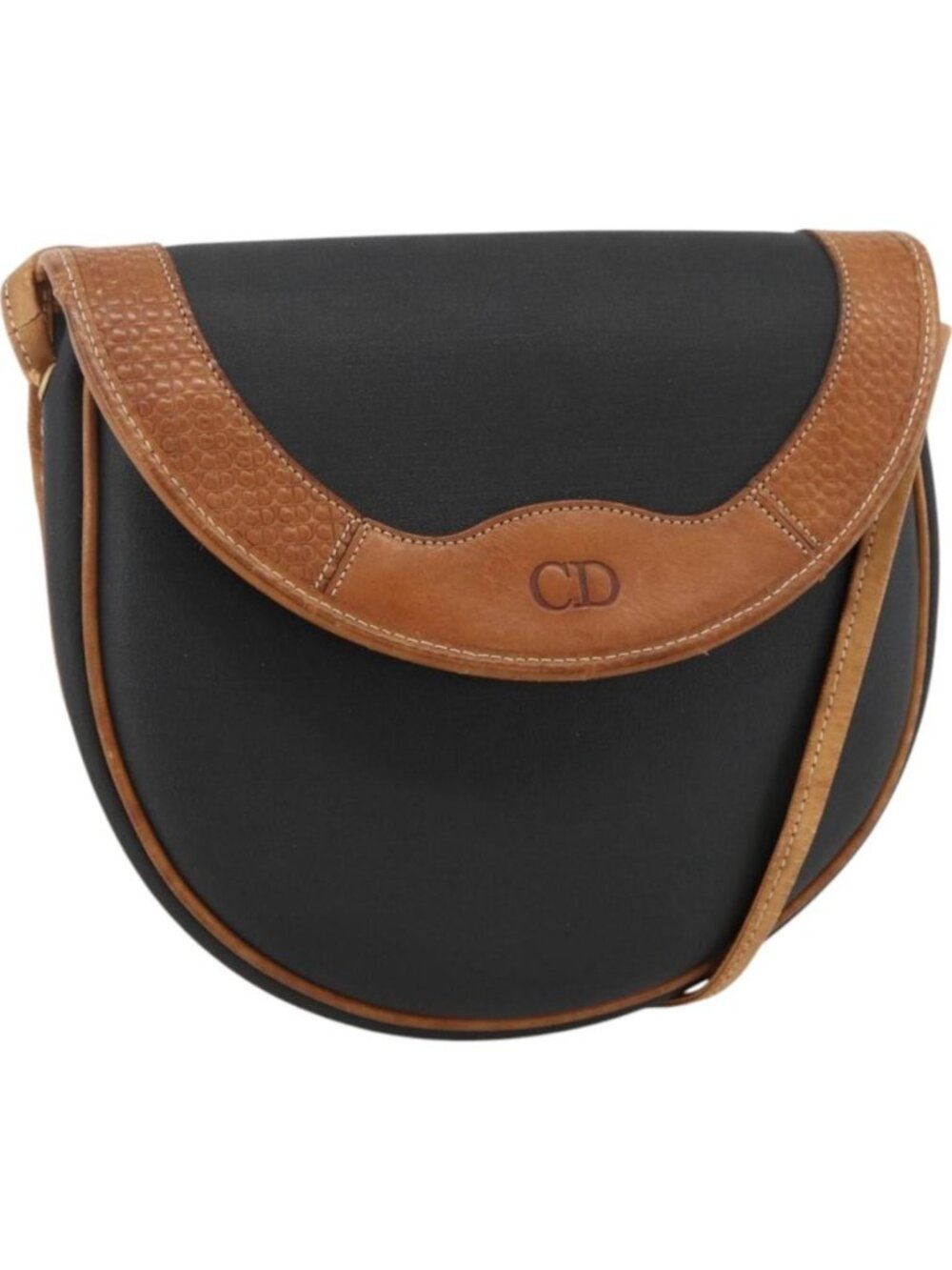 Christian Dior Shoulder Bag PVC Leather Black Gold